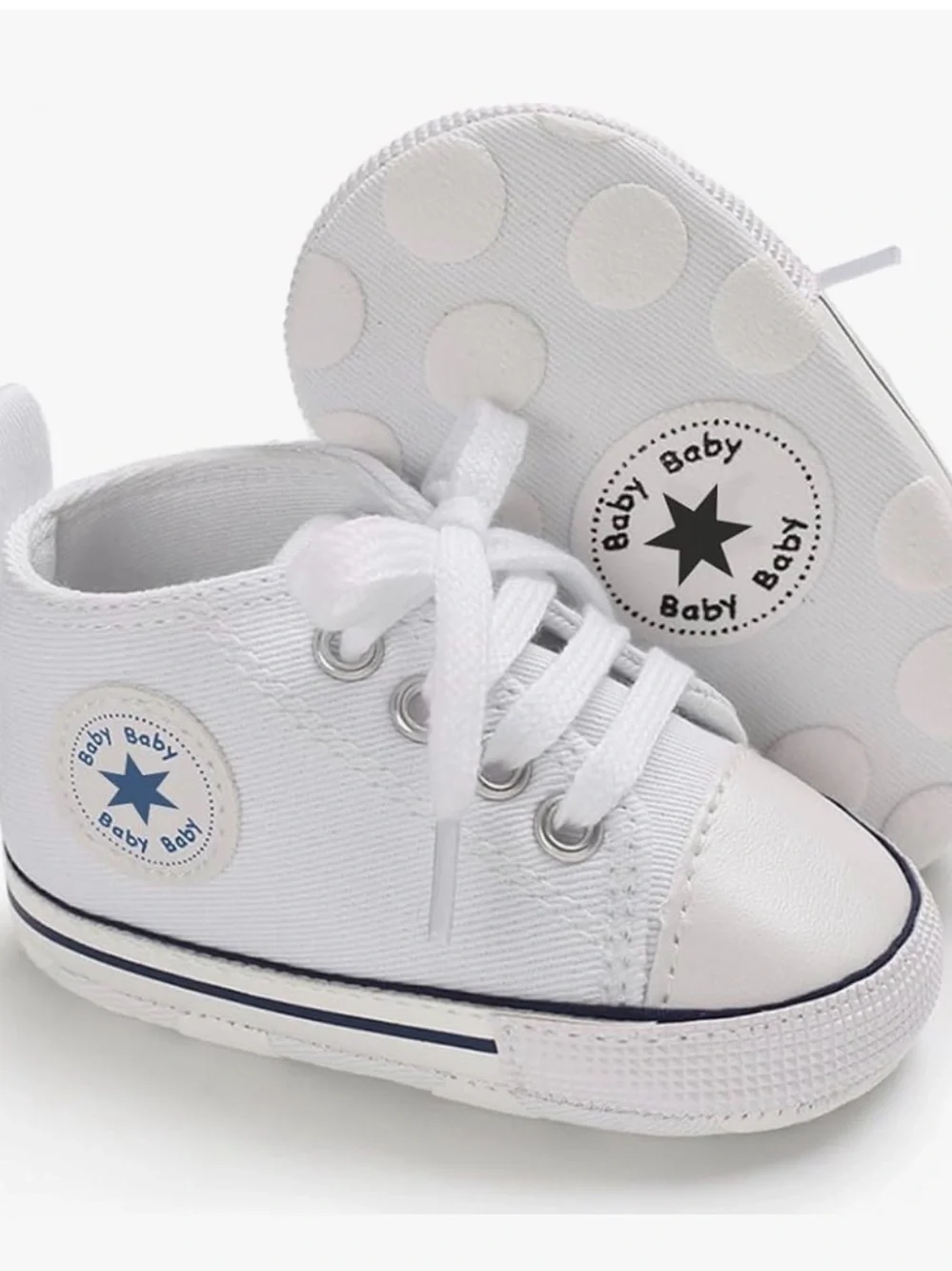 Two Pairs of Baby Pre Walker Sneakers Yankee Sneakers and Converse Style